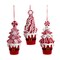 6.25" Candy Swirl Tree in Santa Bucket Ornaments – Set of 3 Assorted Festive Christmas Decorations